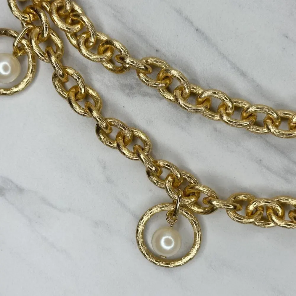 Draped Faux Pearl Gold Chain Belt Small/Medium (S/M) ✨